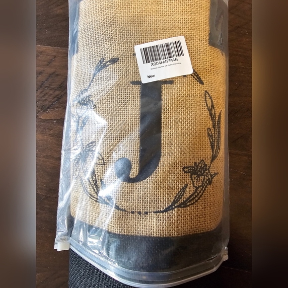 Monogrammed Embroidered Jute Tote Bag Zipper Pocket -Personalized Gift- Letter J - Picture 3 of 11